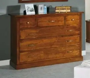 Comò Adele in legno massiccio, noce Bassano arte povera