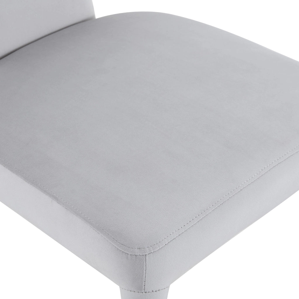 Set di 2 sedie da pranzo con schienale a T; seduta imbottita in tessuto; ferro; grigio chiaro