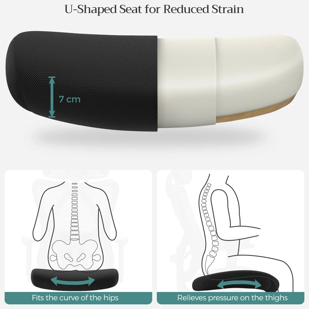 Sedia da ufficio in tela sedia per computer seduta ergonomica supporto lombare regolabile poggiatesta regolabile schienale reclinabile capacità di carico 150 kg altezza regolabile nero 12_0004856