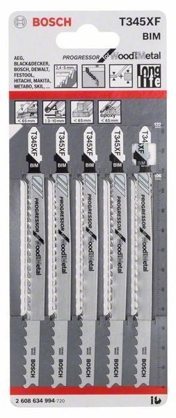 2608634994 - Set 5 lame per seghetto alternativo T 345 XF Progressor for Wood and Metel
