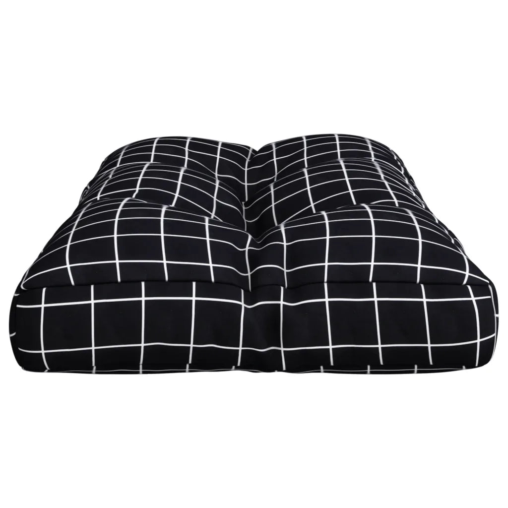 vidaXL Cuscino per Pallet Motivo a Quadri Nero 70x40x12 cm in Tessuto