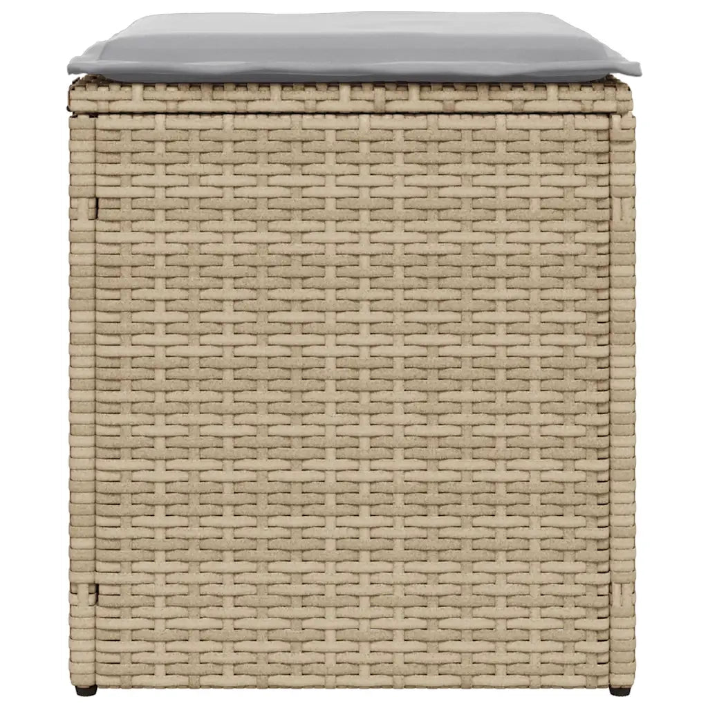 Sgabelli Giardino con Cuscini 4pz Beige 40x40x43 cm Polyrattan