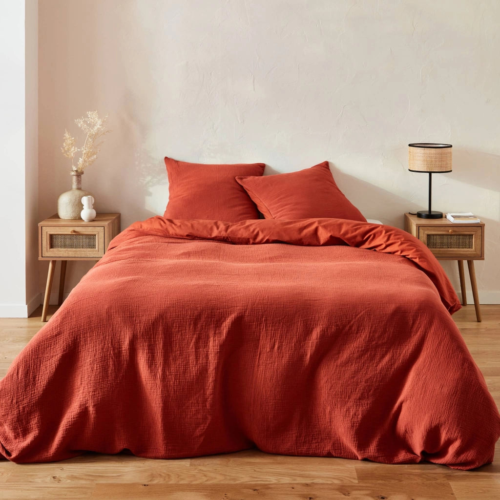 Set 2 comodini effetto legno e cannage, marrone naturale