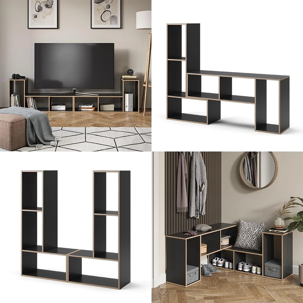 Libreria Tetrix, Antracite, 112.8 x 56.4 cm Set di 2, per la conservazione e l’esposizione di libri e oggetti decorativi
