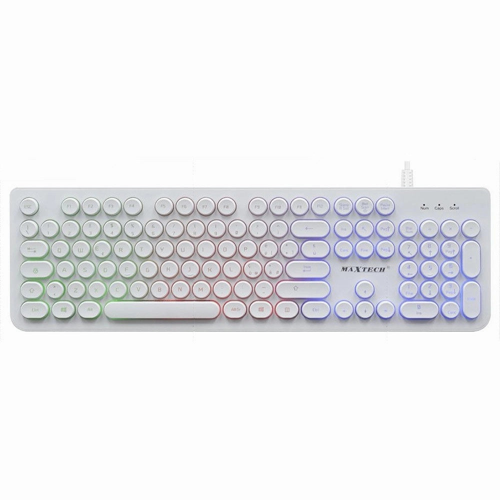 Trade Shop - Tastiera Con Filo Rgb Retroilluminata Tasti Rotondi Usb Layout Italiano Ek-385m -