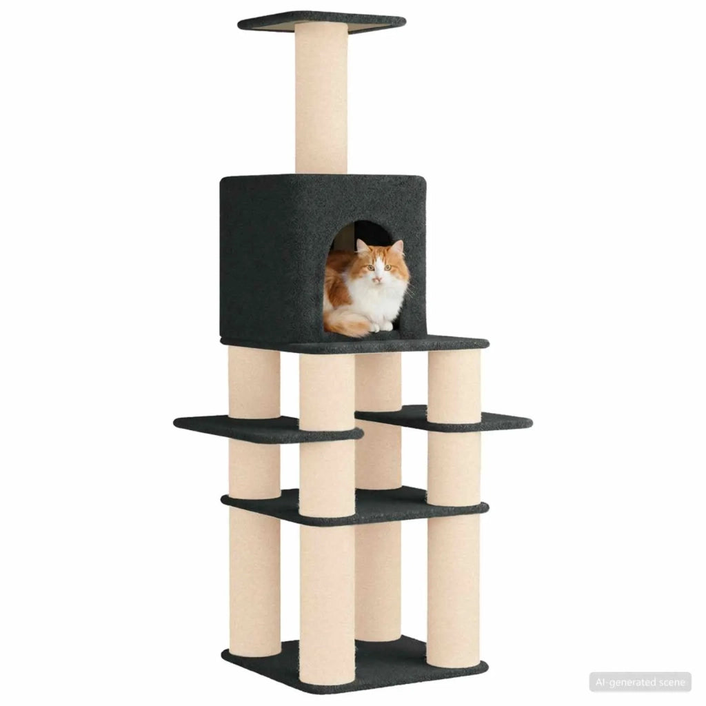 Albero per gatti con pali per graffiare in sisal Grigio Scuro 42033041