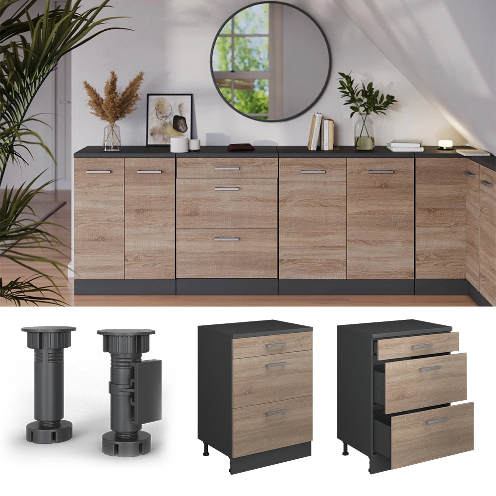 Mobile per mansarda Rion Sonoma/Antracite 60 x 83.8 cm senza inclinazione con 3 cassetti Vicco