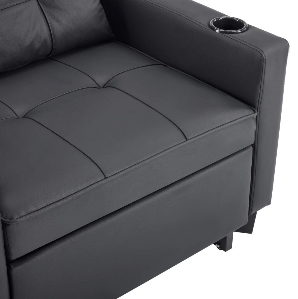 Divano letto 74x87x84 cm 3 in 1 con schienale regolabile in legno e metallo nero