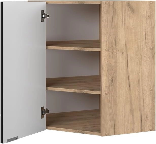 Mobile angolare da cucina Fame-Line, Nero a righe, 57 cm, per la combinazione con altri moduli della serie Fame-Line