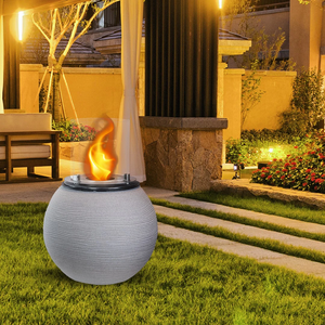 Camino a Bioetanolo Braciere da Pavimento Ø40xh54 cm per Interno ed Esterno Botticelli Corda Beige