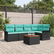 Set Divano da Giardino con cuscino 6 pcs Nero polyrattan 3347333