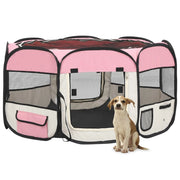 Box pieghevole per cani con borsa per il trasporto 125 x 125 x 61 cm rosa 02_0001731