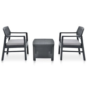 Set Salotto da Giardino 3 pz in Plastica Antracite 48824
