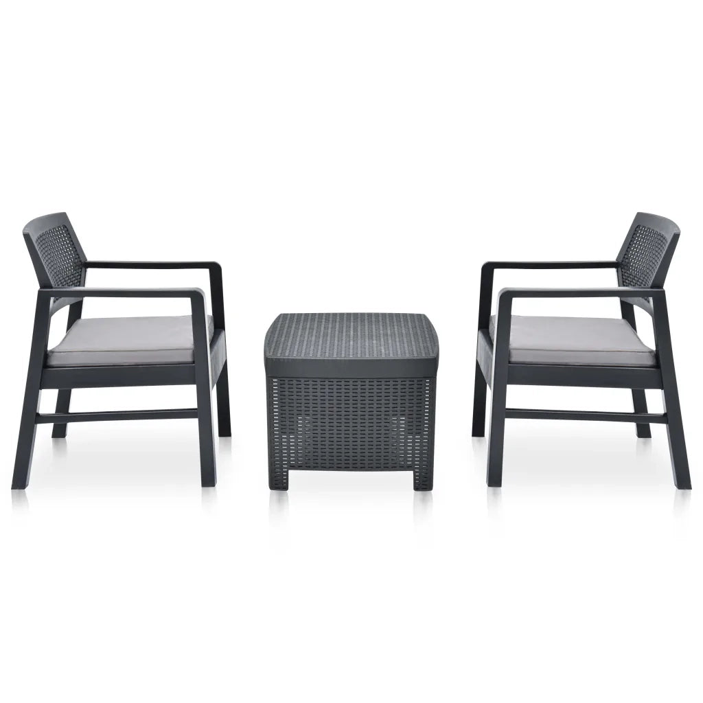 Set Salotto da Giardino 3 pz in Plastica Antracite 48824