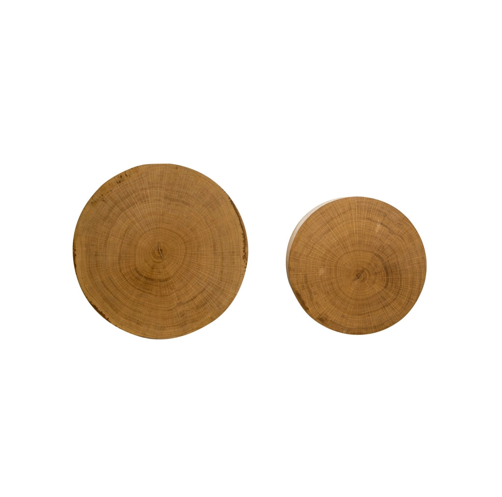 Tavolino da caffè impilabile in set da 2, design rotondo naturale