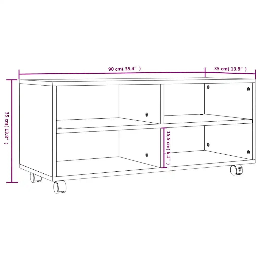 Mobile TV con Ruote Grigio Sonoma 90x35x35cm Legno Multistrato 815259