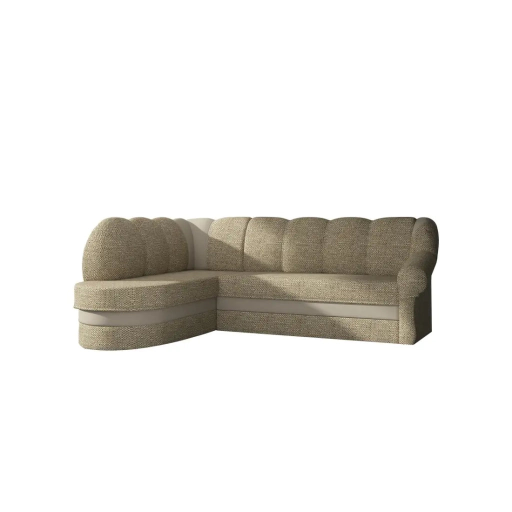Divano angolare sinistro convertibile BENANA 250 cm beige e crema con contenitore