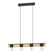 Lampadario A Sospensione Vintage Bailrigg Acciaio Nero 4 Luci E27