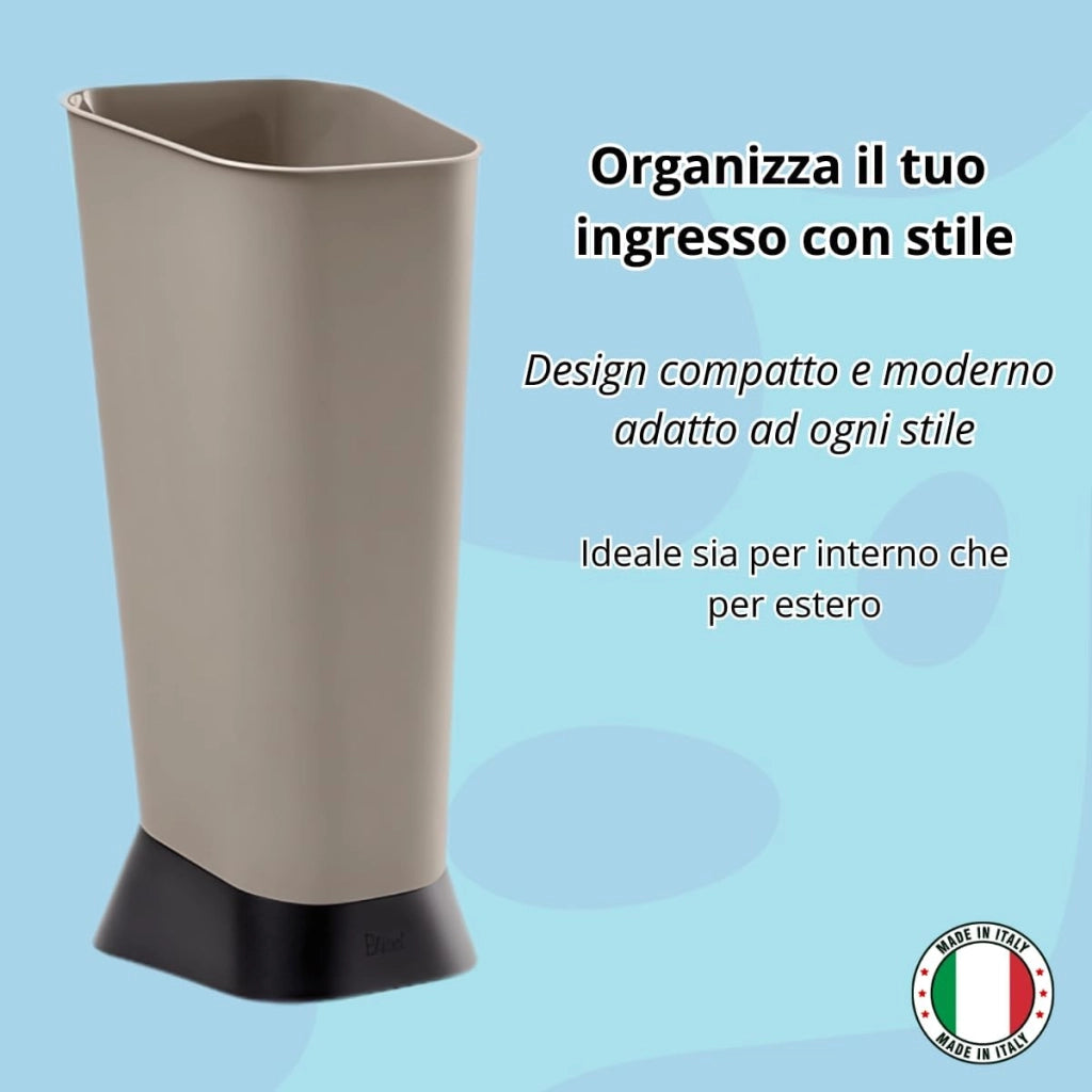 Porta Ombrelli Pluvio in Plastica per Interno ed Esterno Salvaspazio Tortora