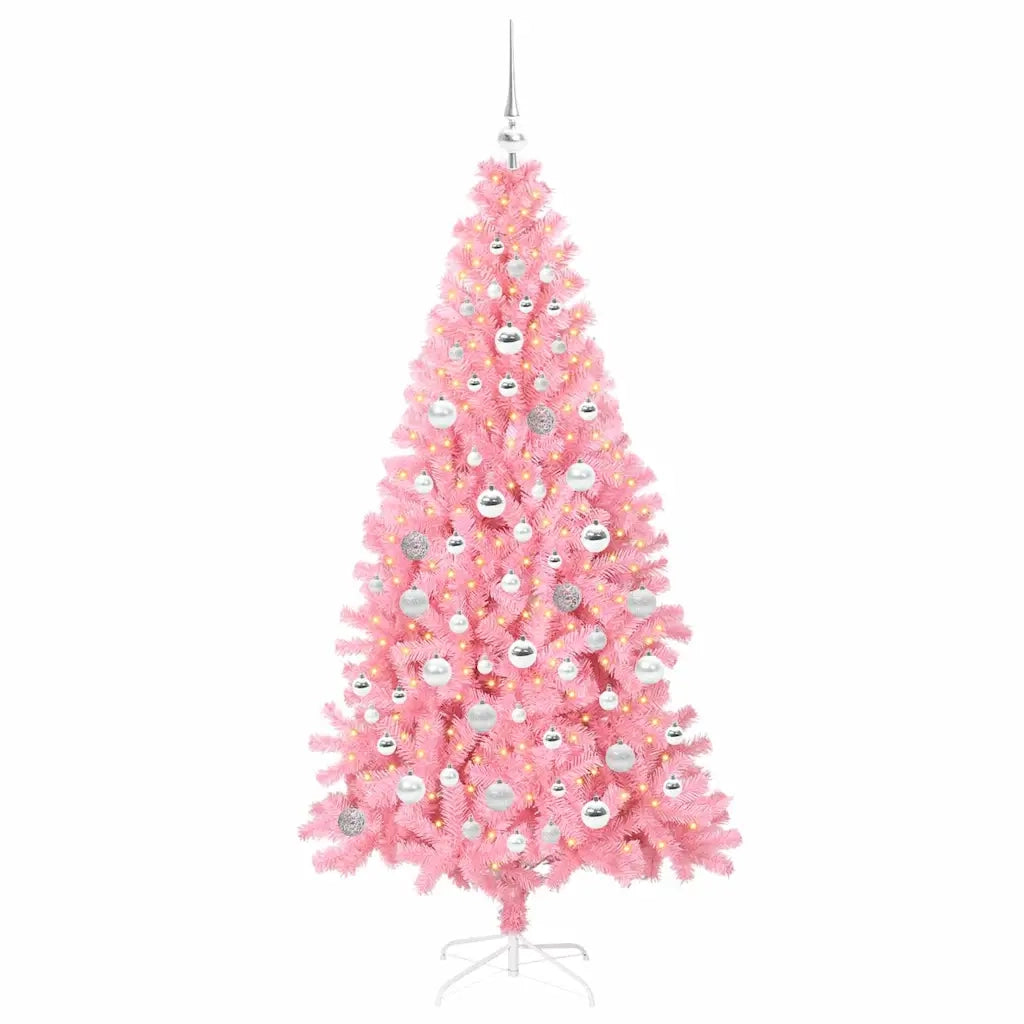 Albero di Natale con 300 LED con supporto Rosa 180 cm PVC 3396434