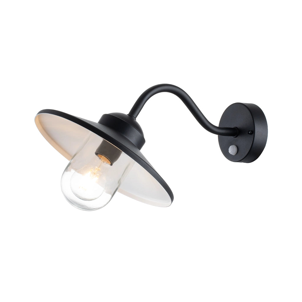 Applique esterna con sensore nera E27 60W Klampenborg Elstead