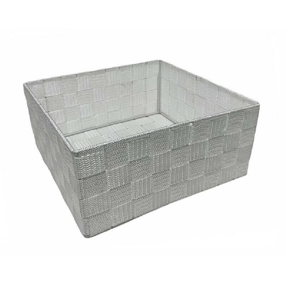 Trade Shop - 6pz Scatola In Tessuto Contenitori Organizer Bagno Armadio Cassetti Bianco -