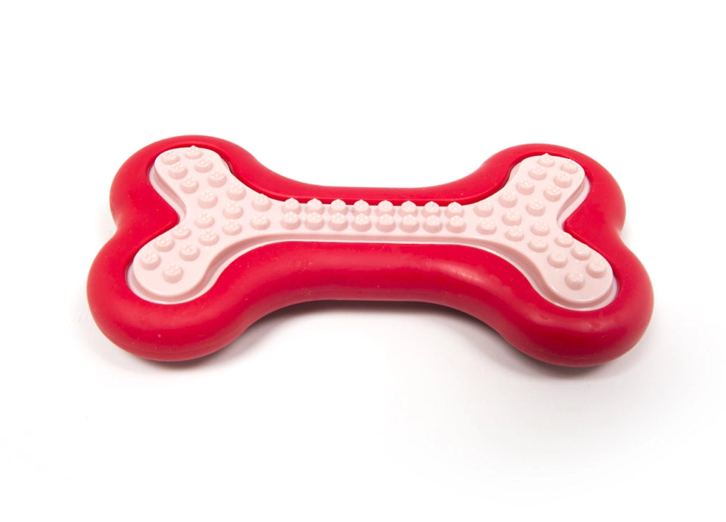 Gioco Pet Resistente Per Animali Domestici Con Effetti Sonori Modello Osso Rosso - 1 Pezzo - Rosso