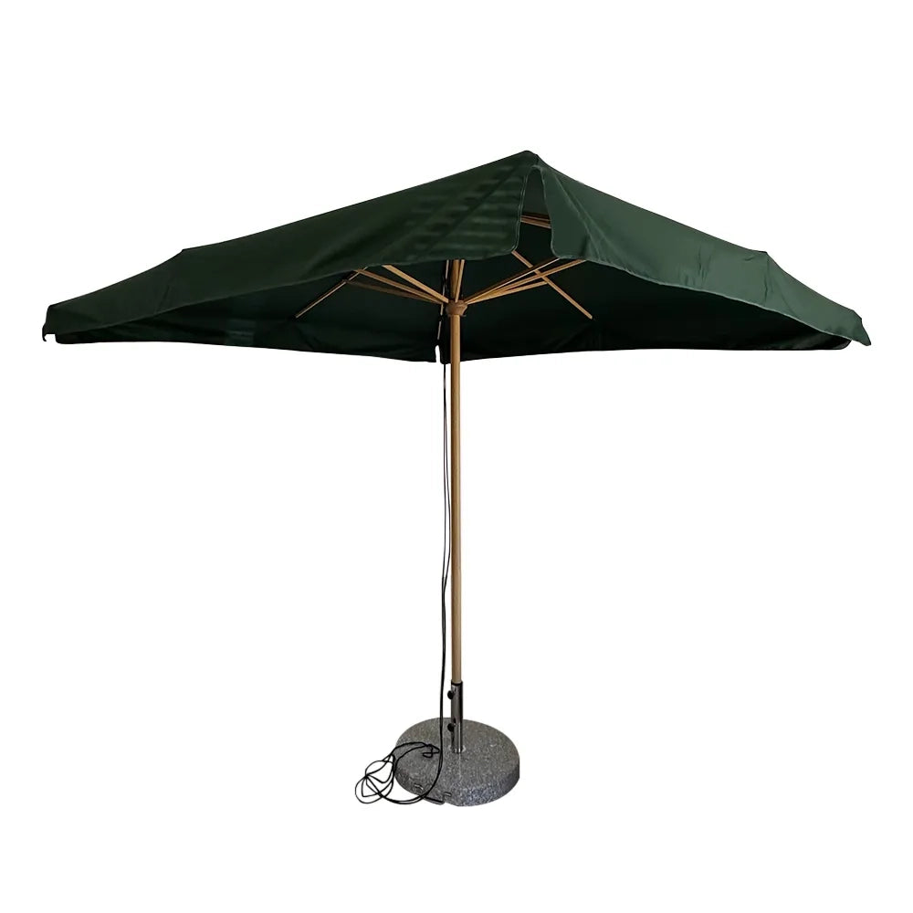 Tempo Style - Ombrellone da Giardino Vomero 3x3 m | Ombrellone da Esterno in Alluminio e Poliestere 180g/㎡ (Verde/Legno Rovere)