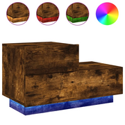 Comodino | Armadio da Notte | Mobiletto da notte con Luci LED Rovere Fumo 70x36x40,5 cm