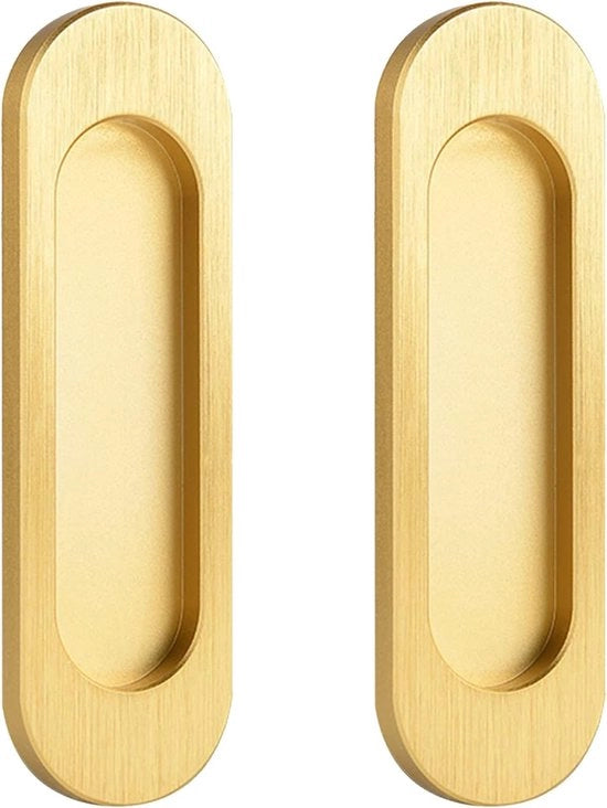 Deurgrepen ovale autofit per schuifdeuren, 2 pezzi in alluminio lega anodizzata gialla.