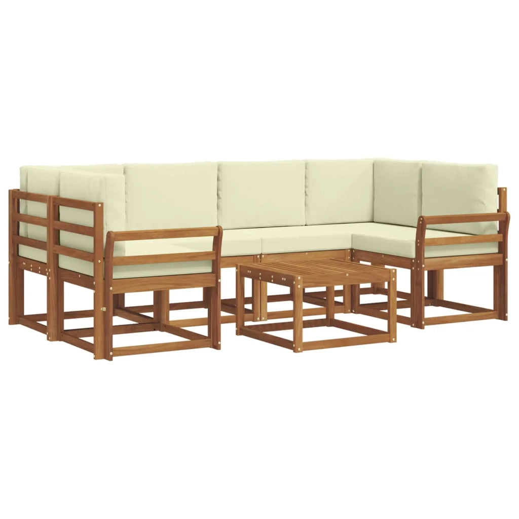 Set di divani da esterno con cuscino 7 pcs Naturale e Crema