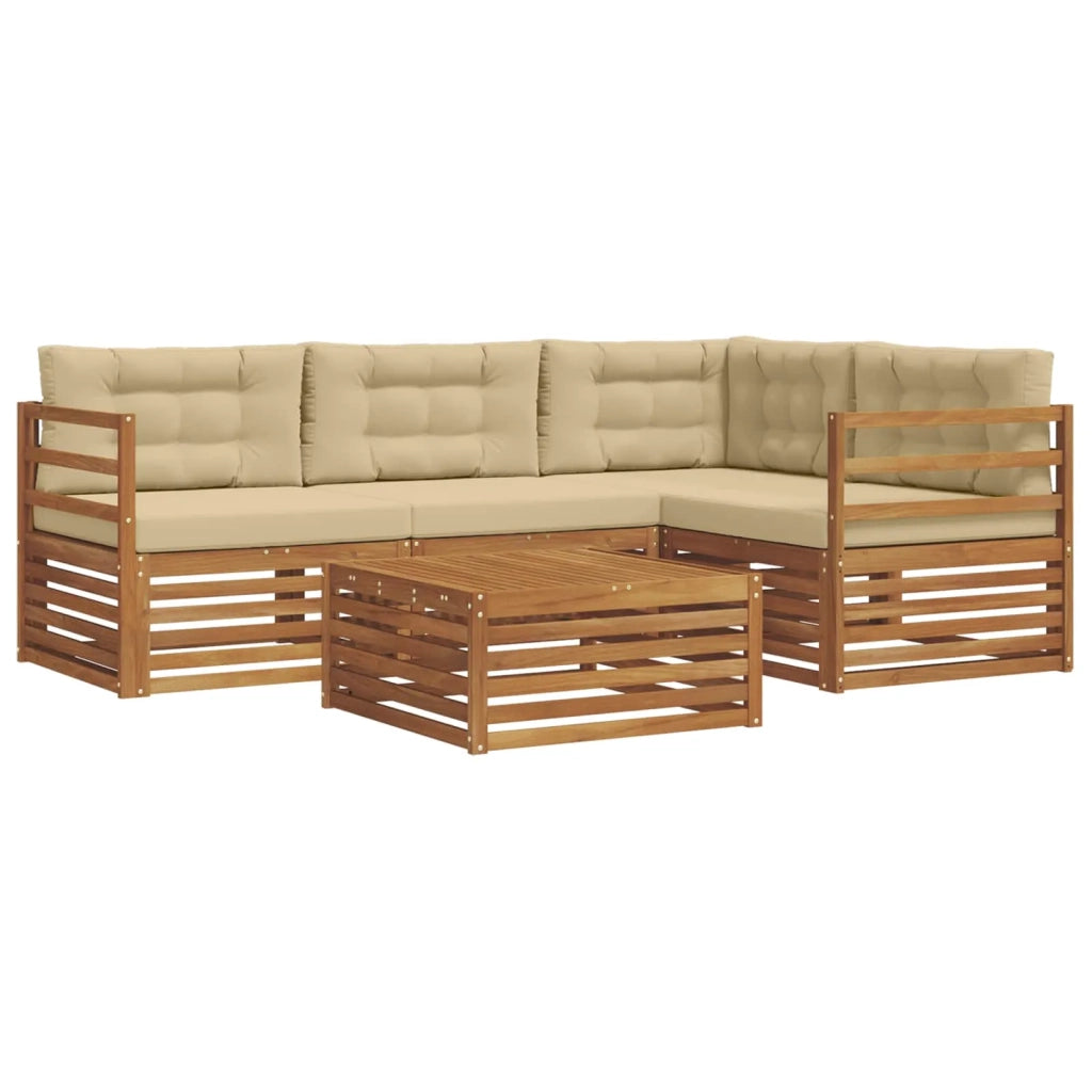 Set di divani da esterno con cuscino 5 pcs Naturale e Beige