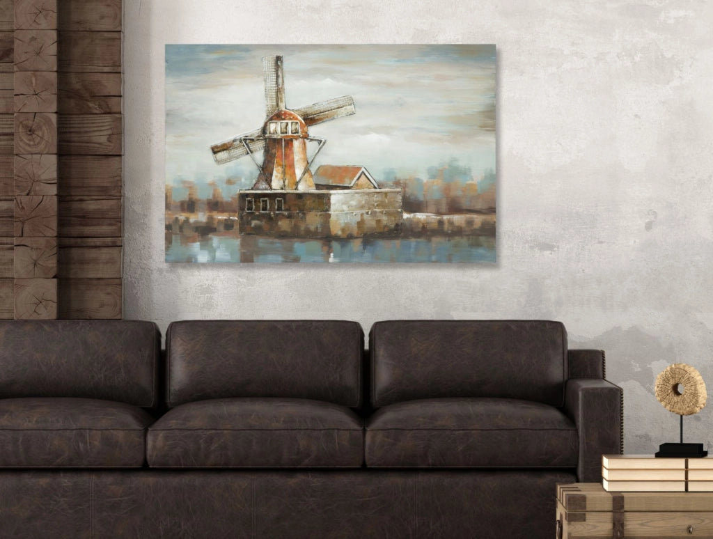 Dipinto su Tela Mulino a Vento 120x3,7x80 cm in Alluminio Plastica e Canvas