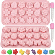 Siliconi per Desserts a Forma di Fiore o di Cioccolato - Dispensatore per 2 Pezzi - Adatto per Ispessi e Sapone - Muffin Pan