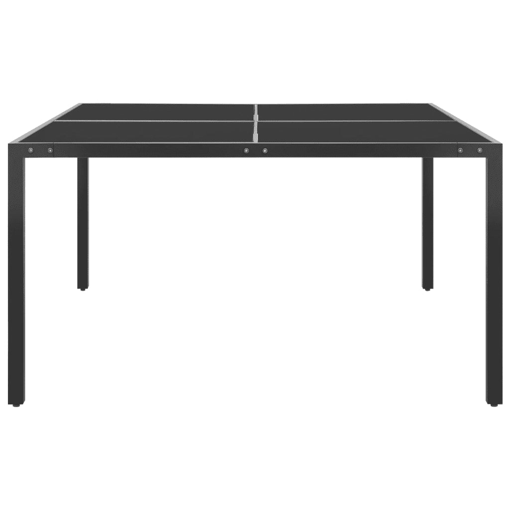 Tavolo da Giardino Antracite 130x130x72 cm in Acciaio e Vetro cod mxl 34176