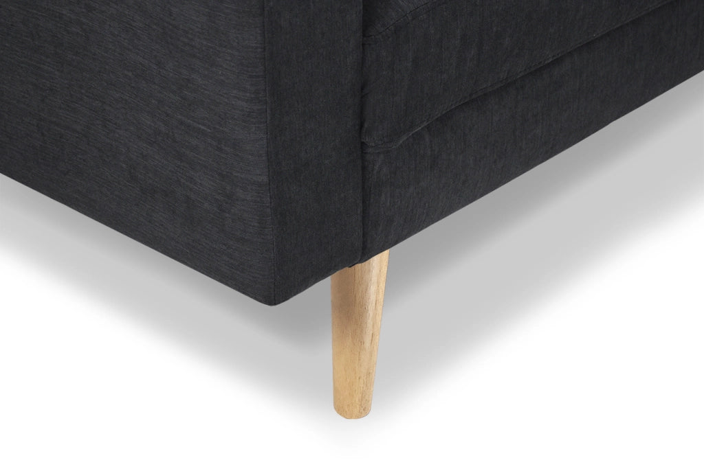 Divano 2 posti in tessuto vellutato nero piedi in legno - Chloe - DI2P-CH10FBC-PL