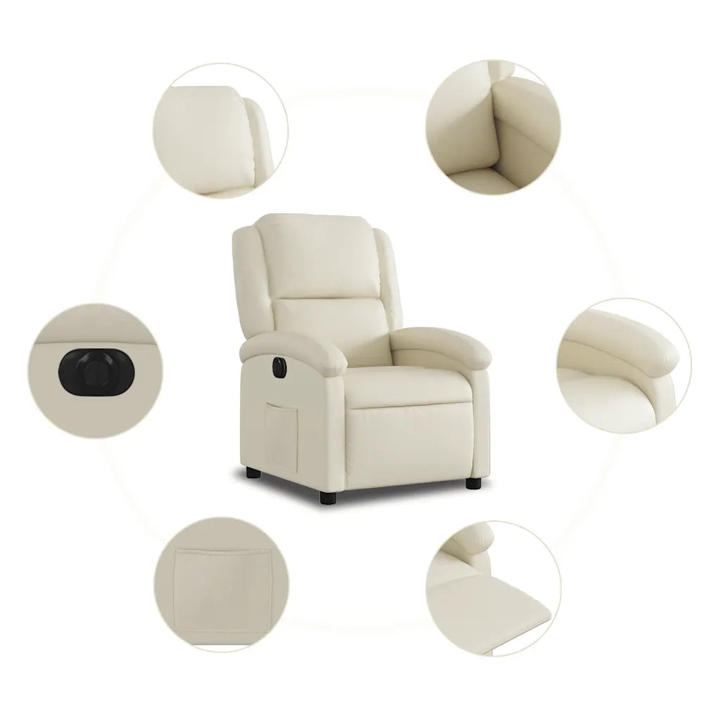 Divano Sedia-Poltrona Reclinabile Elettrica Crema in Similpelle 599140