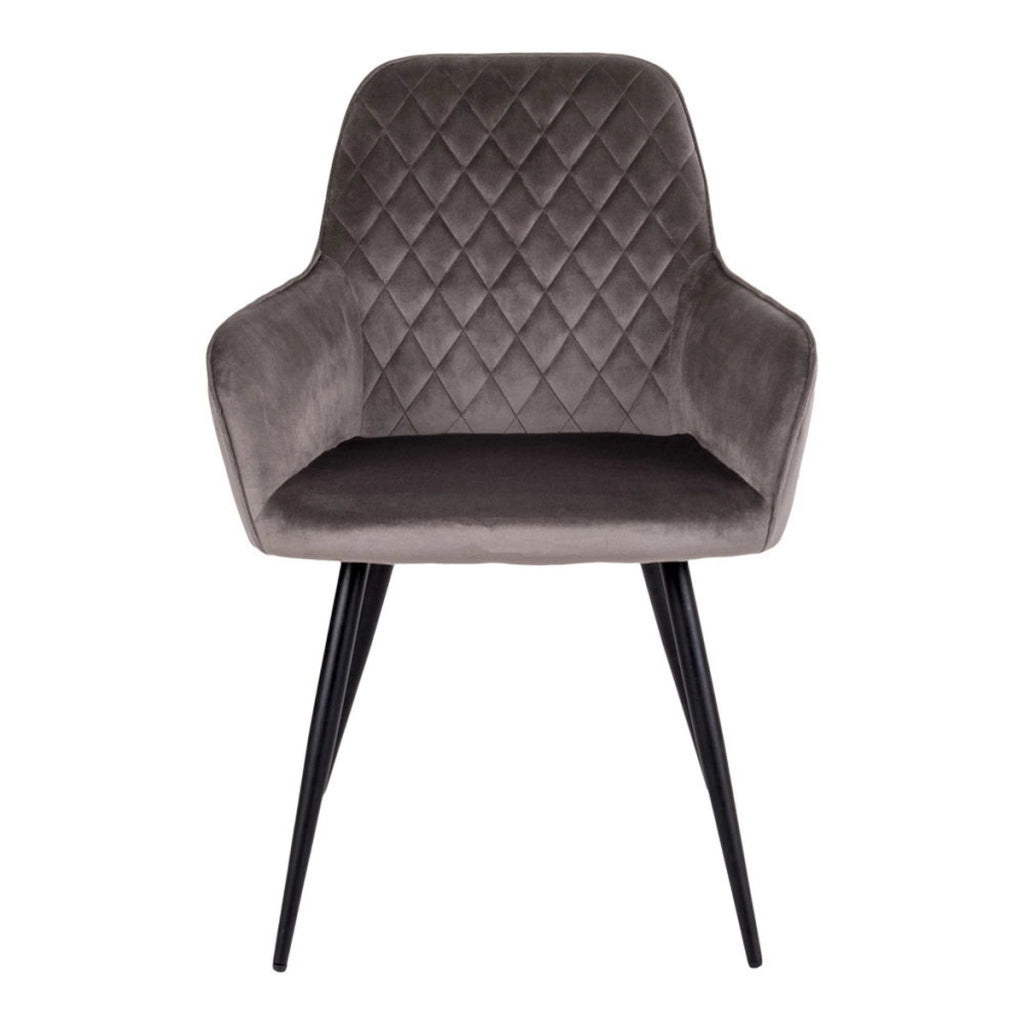 Set 2 sedie da pranzo Harbo in velluto color mushroom con gambe nere
