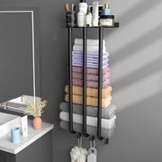 Asciugamani a Soffitto con Ripiano e 3 Ganci per Asciugamani, Asciugamani per Bagno con 3 Barre per 7 Asciugamani da Bagno Grandi