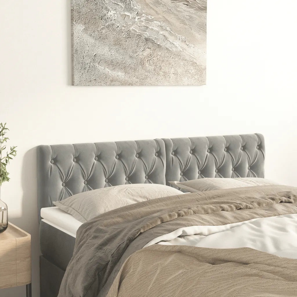 Testiera 2 pz Grigio Chiaro 80x7x78/88 cm in Velluto