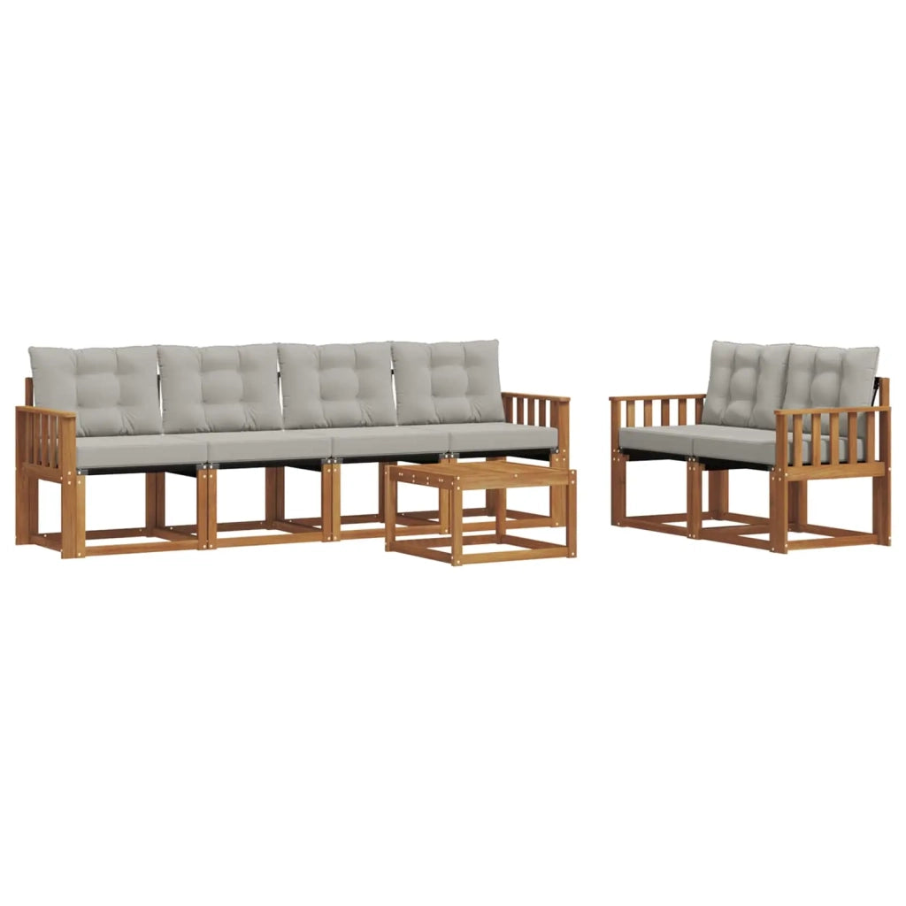 Set di divani da esterno 7 pcs Grigio Naturale e Chiaro 3368422