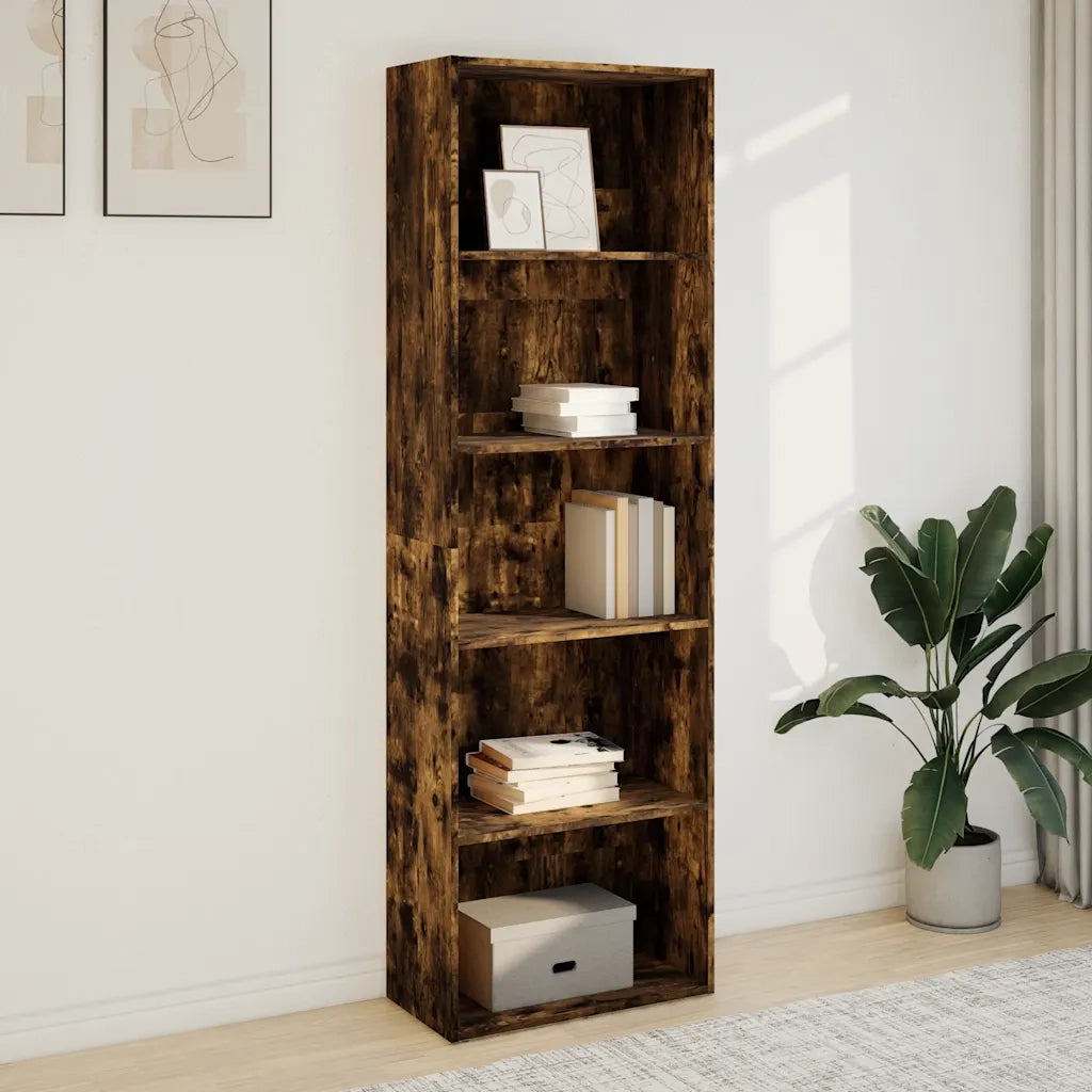 Libreria-Scaffale per Libri-Mobile di Stoccaggio Rovere Fumo 60x30x189 cm in Legno Multistrato