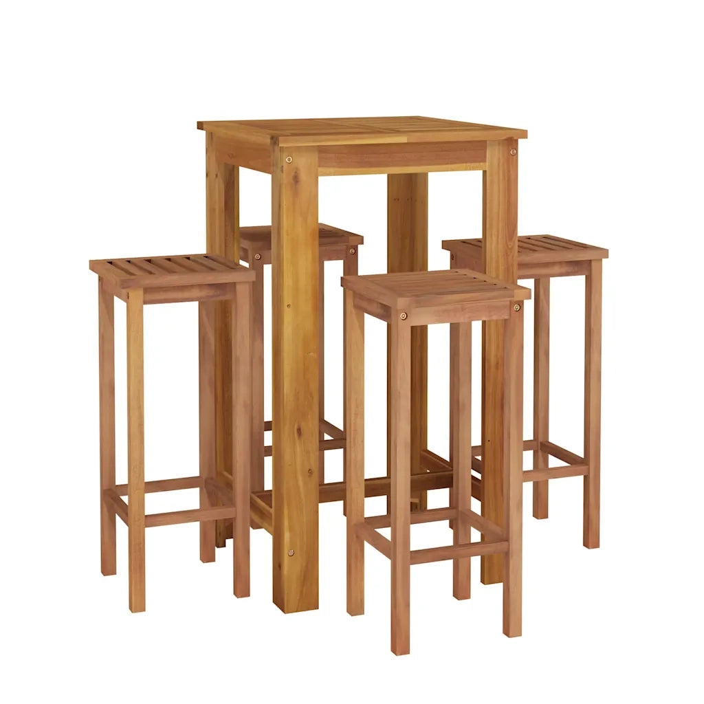Set da Bar da Giardino 5 pz | Set Salotto da Giardino in Legno Massello di Acacia