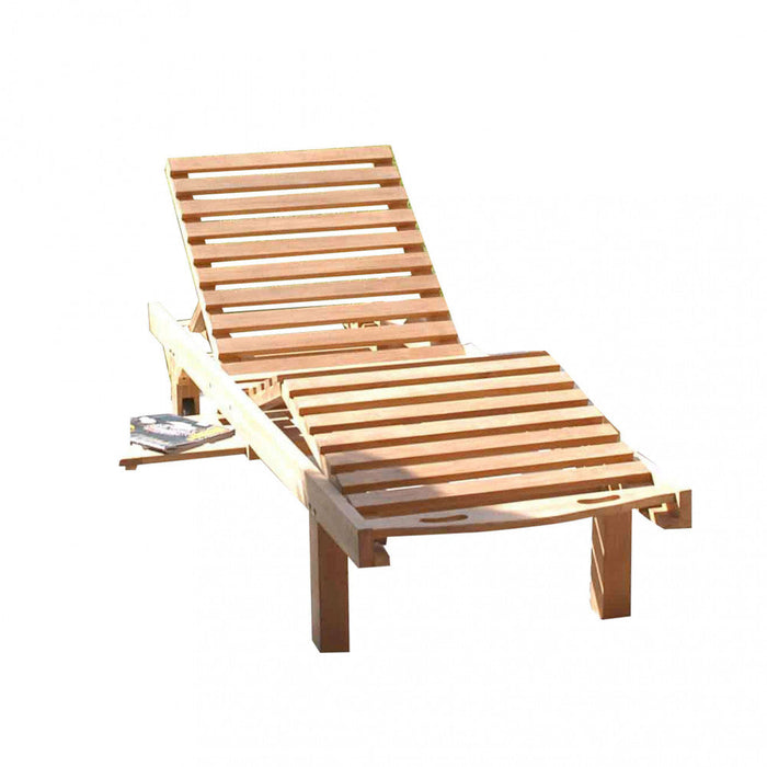 Lettino Prendisole da Giardino Lidia 65x208x35 h cm in Legno Marrone