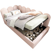 Letto a Divanetto 90 x 200 cm; Letto Singolo - Contenitore e Schienale Imbottito - Rosa