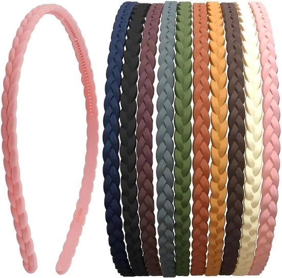 Set di cinture per capelli colorate sottili con denti da 10 pezzi per donne e ragazze Lavatrice