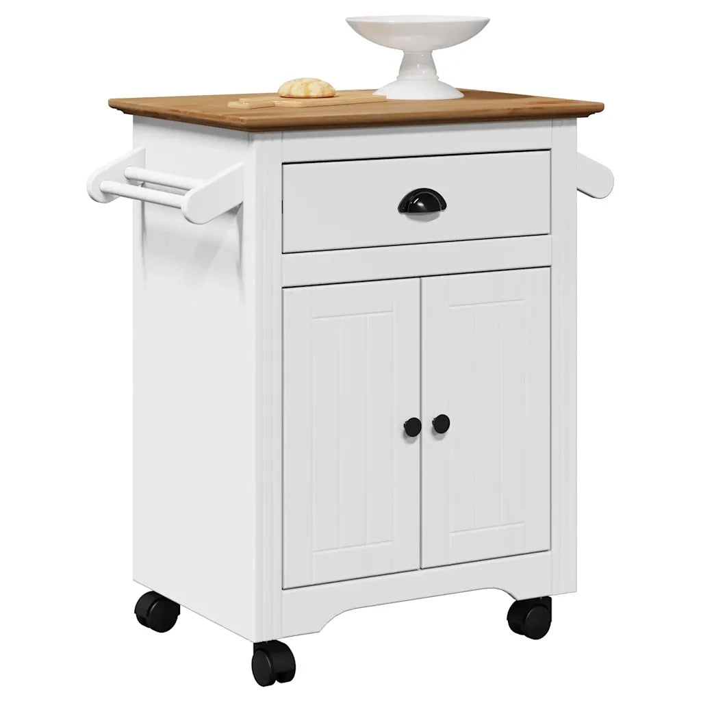 Carrello da Cucina BODO Bianco e Marrone 72x45x80 cm CFW6297705
