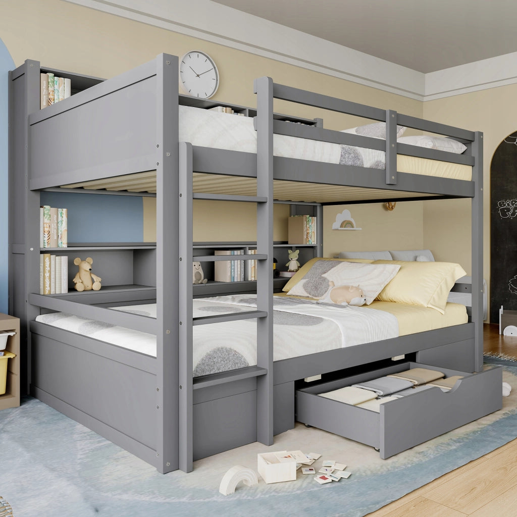 Letto a castello 90x200 - Xylo - Grigio con cassetti