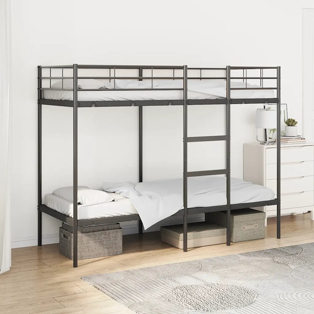 Letto a Castello senza Materasso Nero 75x190 cm in Acciaio 42000319