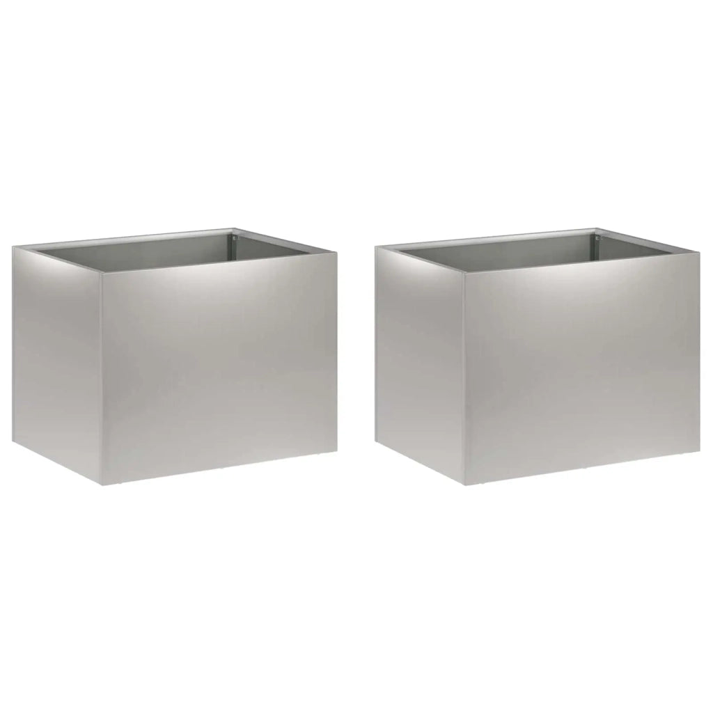 Vaso da giardino 2 pz Argento 40 x 30 x 30 cm Acciaio zincato 8005201